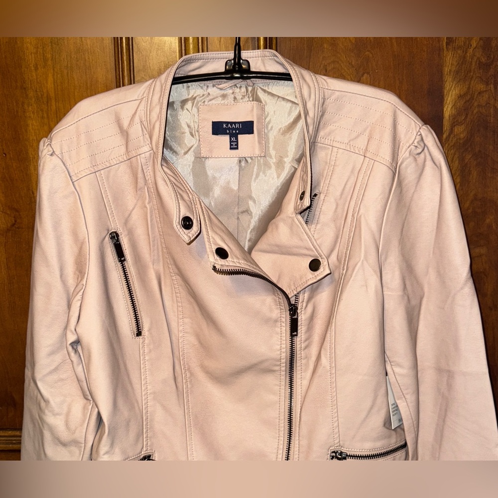 NWT Kaari Blue Vegan Leather Jacket, size XL - Picture 3 of 14